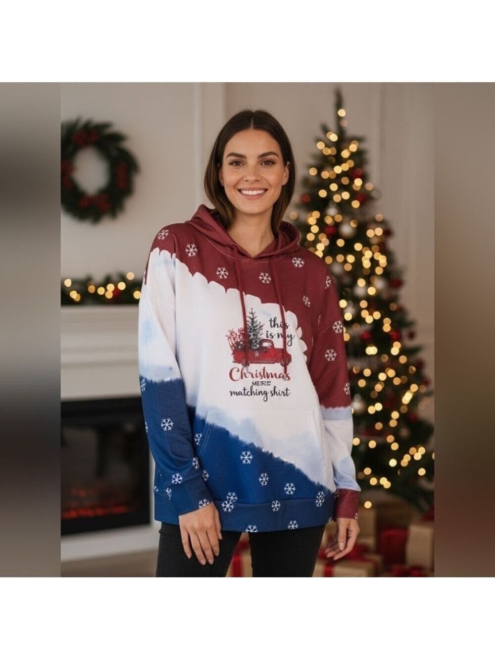 Morchoy Red Truck Christmas Hoodie Large #HOD13